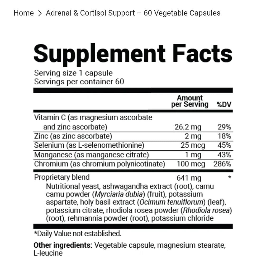 Dr Berg Adrenal & Cortisol Support